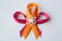 363-svatební vývazek fuchsiovo-oranžový s bílou kytičkou