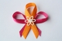 364-svatební vývazek fuchsiovo-oranžový s krémovou kytičkou