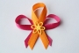 365-svatební vývazek fuchsiovo-oranžový s žlutou kytičkou