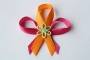 366-svatební vývazek fuchsiovo-oranžový se světle zelenou kytičkou