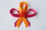 367-svatební vývazek fuchsiovo-oranžový s červenou kytičkou