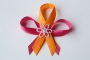 369-svatební vývazek fuchsiovo-oranžový s fialovou kytičkou