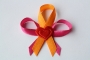 371-svatební vývazek fuchsiovo-oranžový s červeným srdíčkem