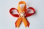 524-svatební vývazek červeno-oranžový s krémovou kytičkou